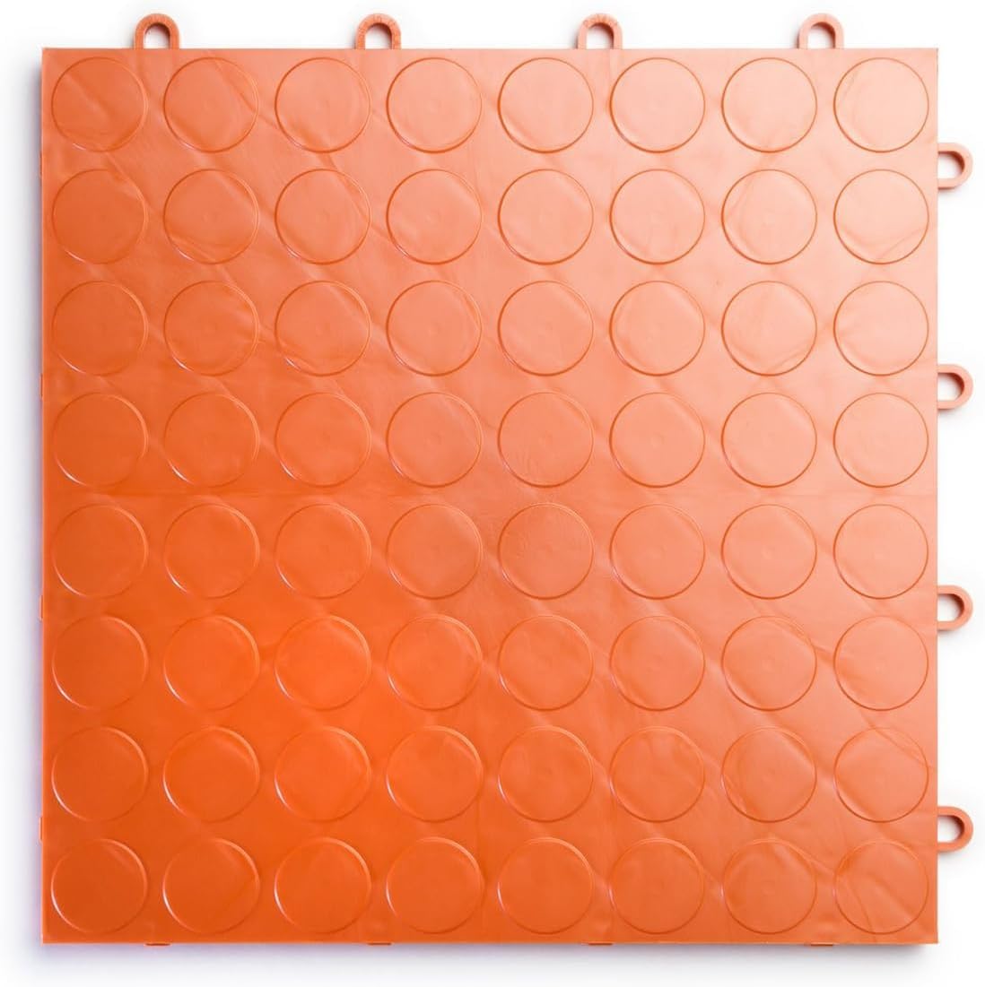 Big Floors RaceDeck CircleTrac, Interlocking Non-Slip Garage Flooring Tile, Durable, Modular, Heavy-Duty Copolymer, Easy Install (Orange, 12 Pack of 12 x 12" Tiles)