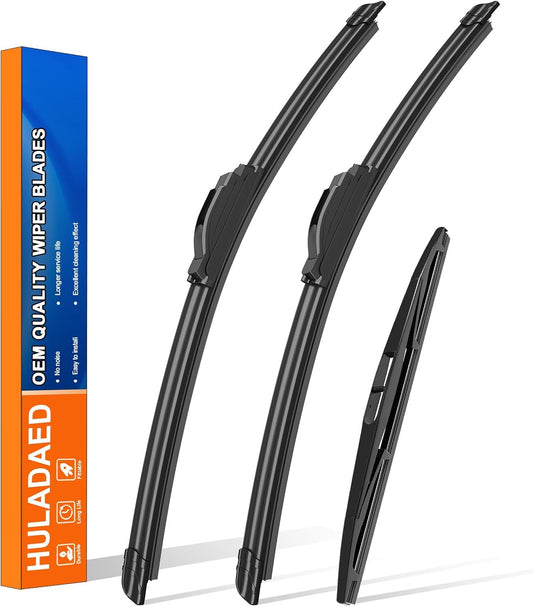 HULADAED® 26''+16''+14'' Windshield Wipers Replacement for Honda CR-V 2011-2007 Acura RDX 2007-2018 Nissan LEAF 2018-2022,Silicone Front Rear Wiper blades for MY Car-All Weather & Quiet(3 PACK)