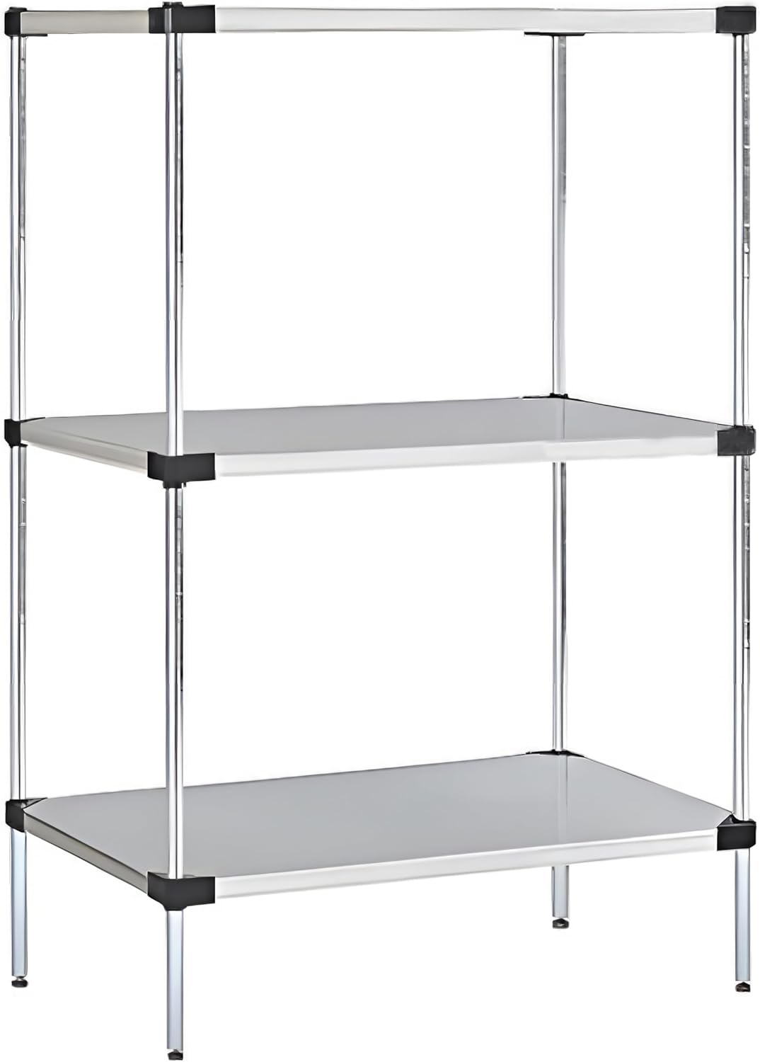 Omega Solid Stainless Steel Shelves, 18" Deep x 54" Wide x 34" High 3 Tier Heavy Duty Solid Shelving Unit for Kitchen Garage Office Restaurant Warehouse 800-lb Per Shelf Weight Capacity