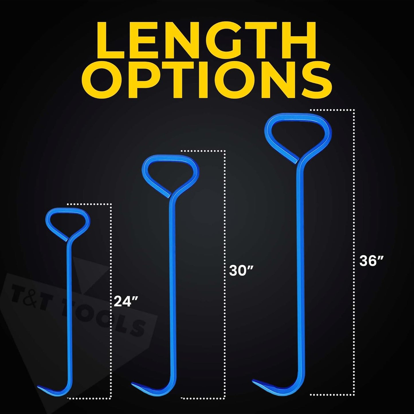 T&T Tools 36-Inch Manhole Hook - Heavy Duty Single Hook for Lifting Manhole Covers, Storm Drains, Septic Tank Risers - Rigid Hex Alloy Steel Tool for Lifting, Pulling, and Removing Covers - 2 Pack