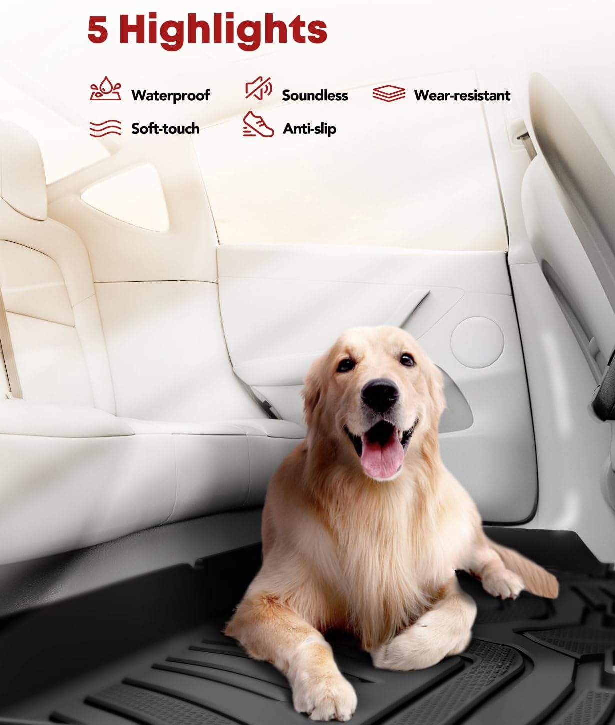 YHTAUTO Floor Mats Compatible with Kia Sorento 2021-2025, TPE All Weather Car Mats Waterproof Anti-Slip Odorless Floor Liner, Sorento Accessories Front & 2nd Row Liner