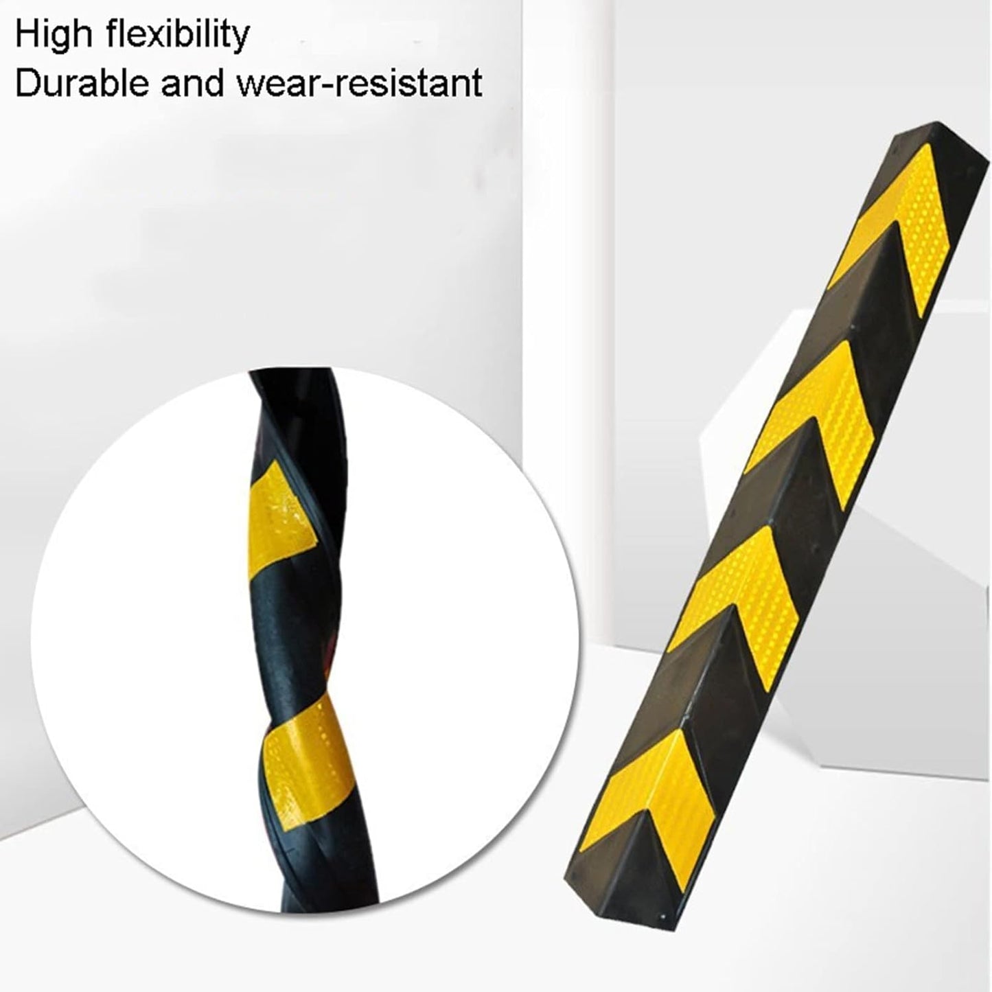 XPLKQXE Reflective Rubber Wall Corner Guard, Rubber Wall Protector Corner Protector, for Parking Protection Car Corner Guardrail Post (Color : Black+Yellow, Size : 20pcs)