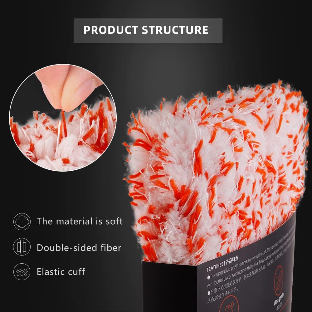 SPTA Microfiber Car Wash Mitt, 3Pcs Sponge Glove Wrapped in Soft, Plush Fiber Cloth Material, Safe Washing with Any Soap, Bucket, Foam Gun, Foam Cannon, Other Cleaning Supplies - MFICWMT