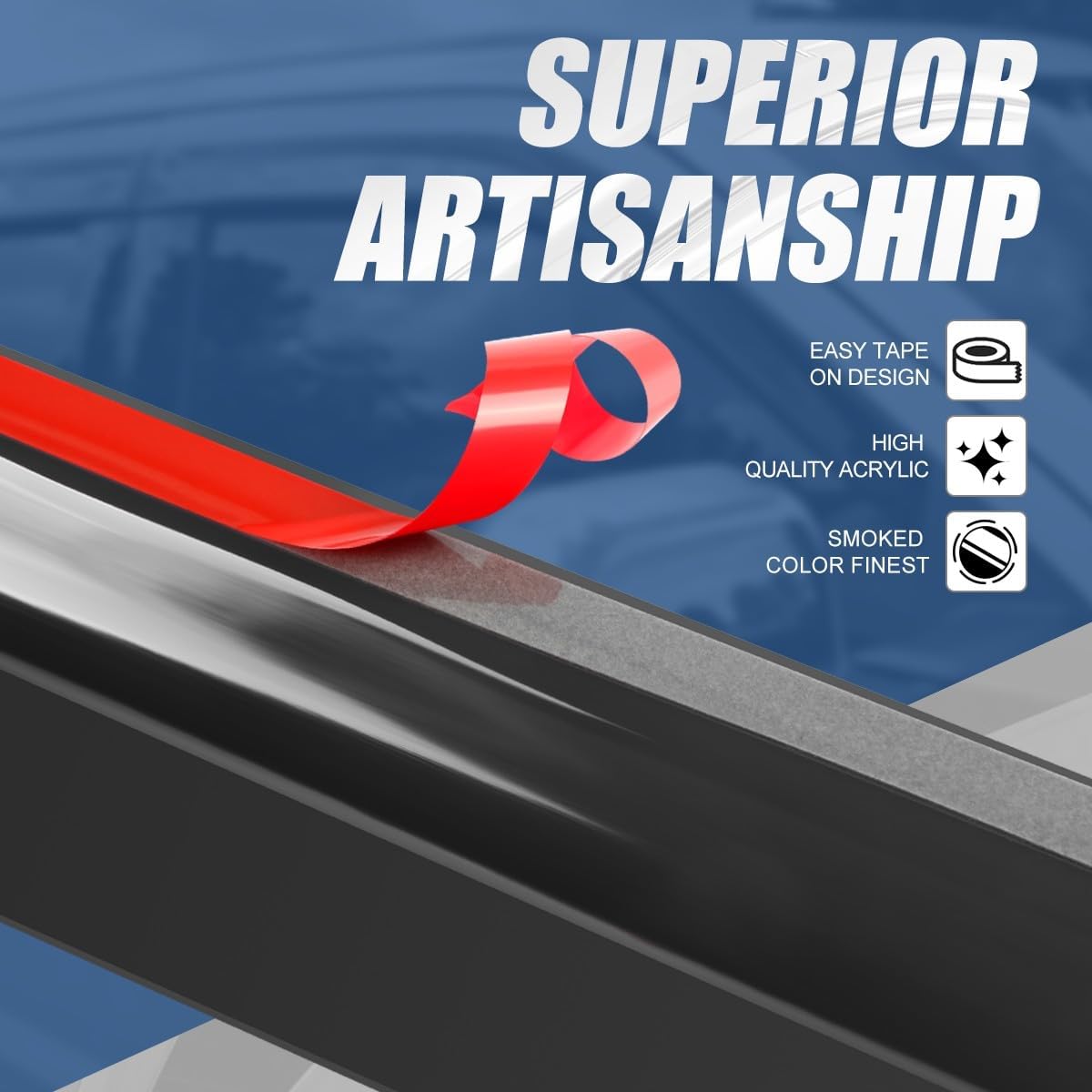 Auto Dynasty 4Pcs Carbon Fiber Pattern Window Visors Compatible with 2002-2008 Audi A4 S4 RS4, Tape-On Front & Rear Window Deflectors Rain Guards Sun Air Side Vent Shade, Exc Convertible, Glossy Black