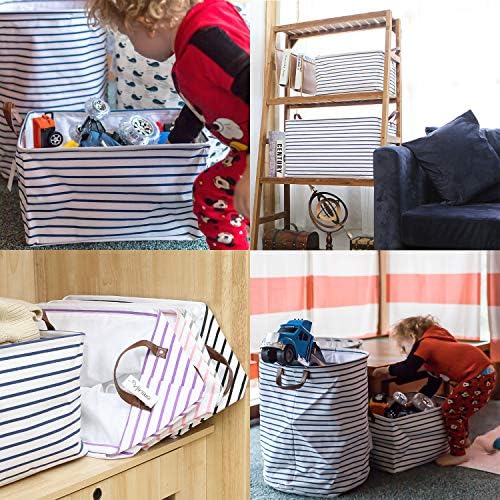 Hinwo 4-Pack Large Canvas Fabric Storage Baskets - Image 3