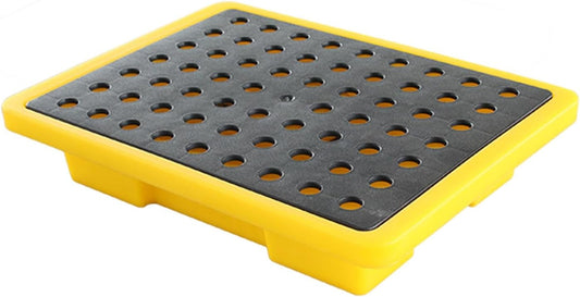 Drum Containment Spill Pallet, Industrial Nestable Oil Drums Leak-Proof Tray, Garage Storage Detachable Anti Slip Polyethylene Platform with Drain (Color : Yellow-5 Pack, Size : 19.3"x14"x3.
