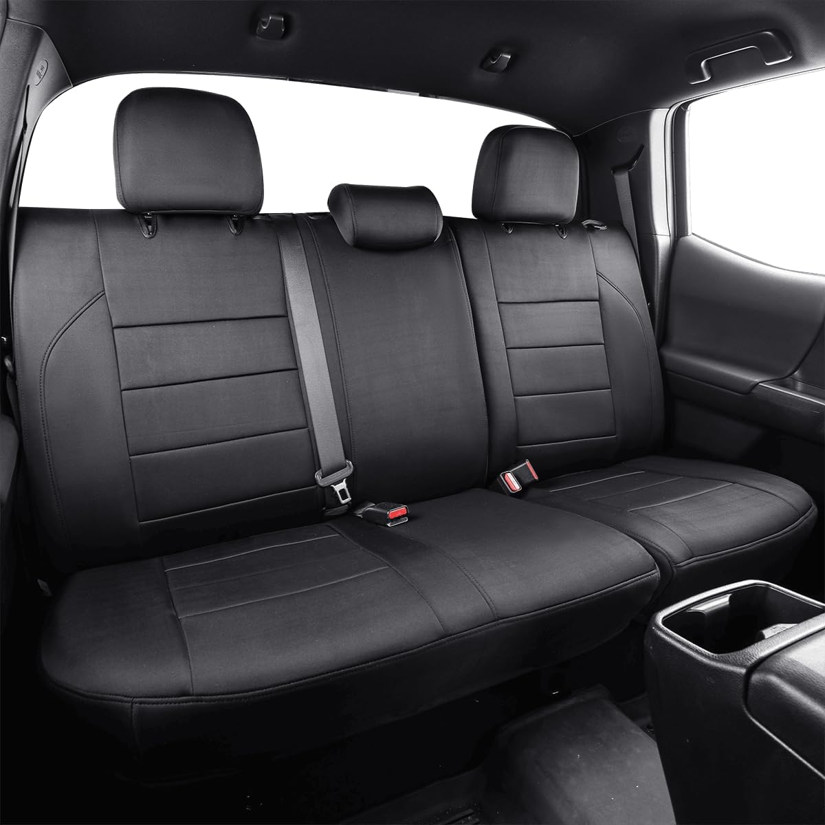 EKR Custom Fit Tacoma Rear Car Seat Covers for Select Toyota Tacoma (Petrol) 2024 2025 Double cab SR,SR5,TRD Sport,TRD Off-Road,Limited - Second Row Only,Neoprene (Black)