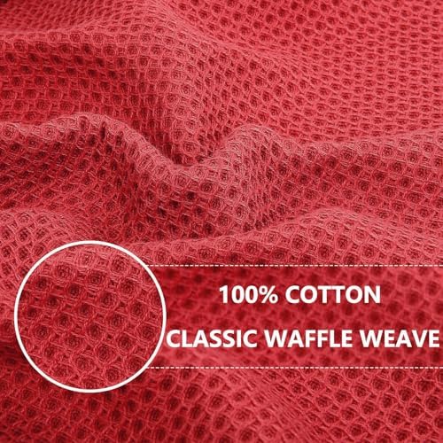 Homaxy 100% Cotton Waffle Weave Kitchen Dish Cloths 24-Pack, Brick Red - Image 2