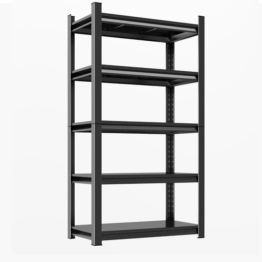 71.2"H Garage Shelving Heavy Duty Rack, 3000 LBS Extra Large Capacity 5 Tier Adjustable Storage Shelves, Metal Industrial Shelf Units for Garage, Basement and Warehouse, 71.2"H×31.5"W×13.8"D, Black