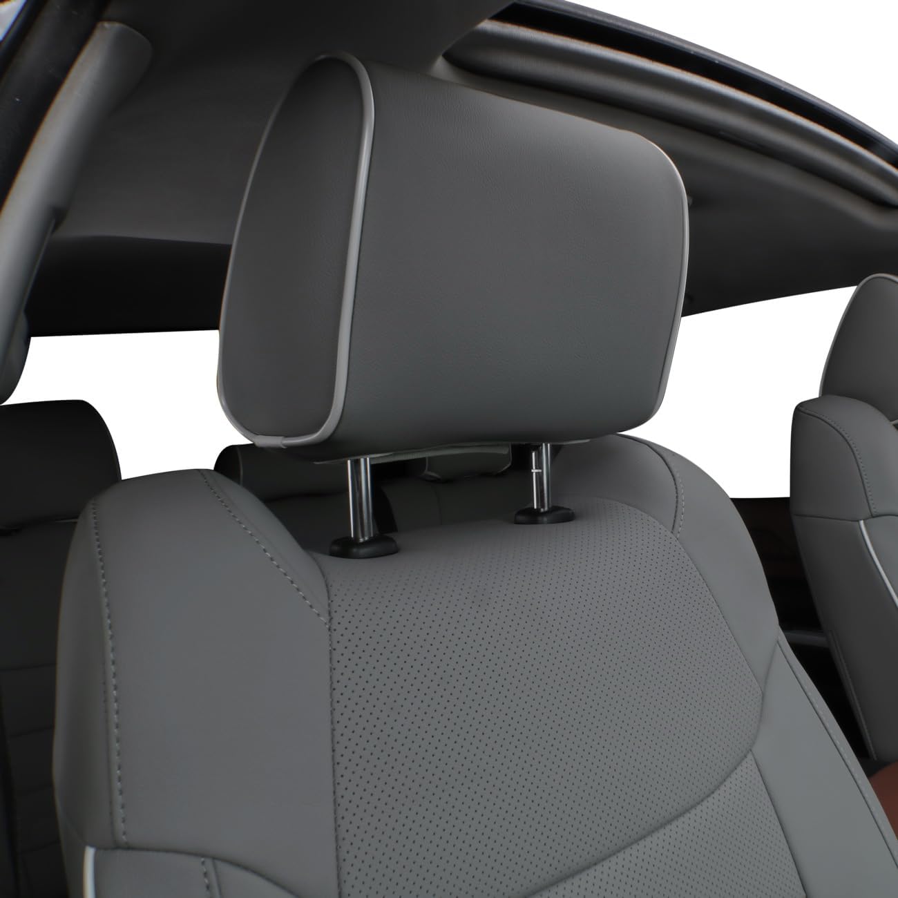 EKR Custom Fit Tacoma Car Seat Covers for Select Toyota Tacoma 2016 2017 2018 2019 2020 2021 2022 2023 Access Cab -Full Set,Leather(Gray)