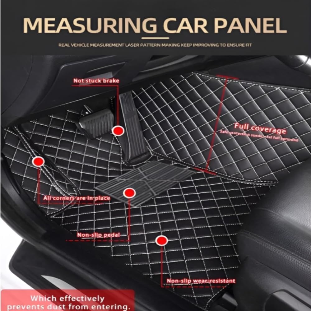 Add Personal Touch to Your Vehicle with IMEISH Customizable Logo Text Car Mats for 99% of vehiclesPads Protection Non-Slip Leather Floor Liners (Black Blue)
