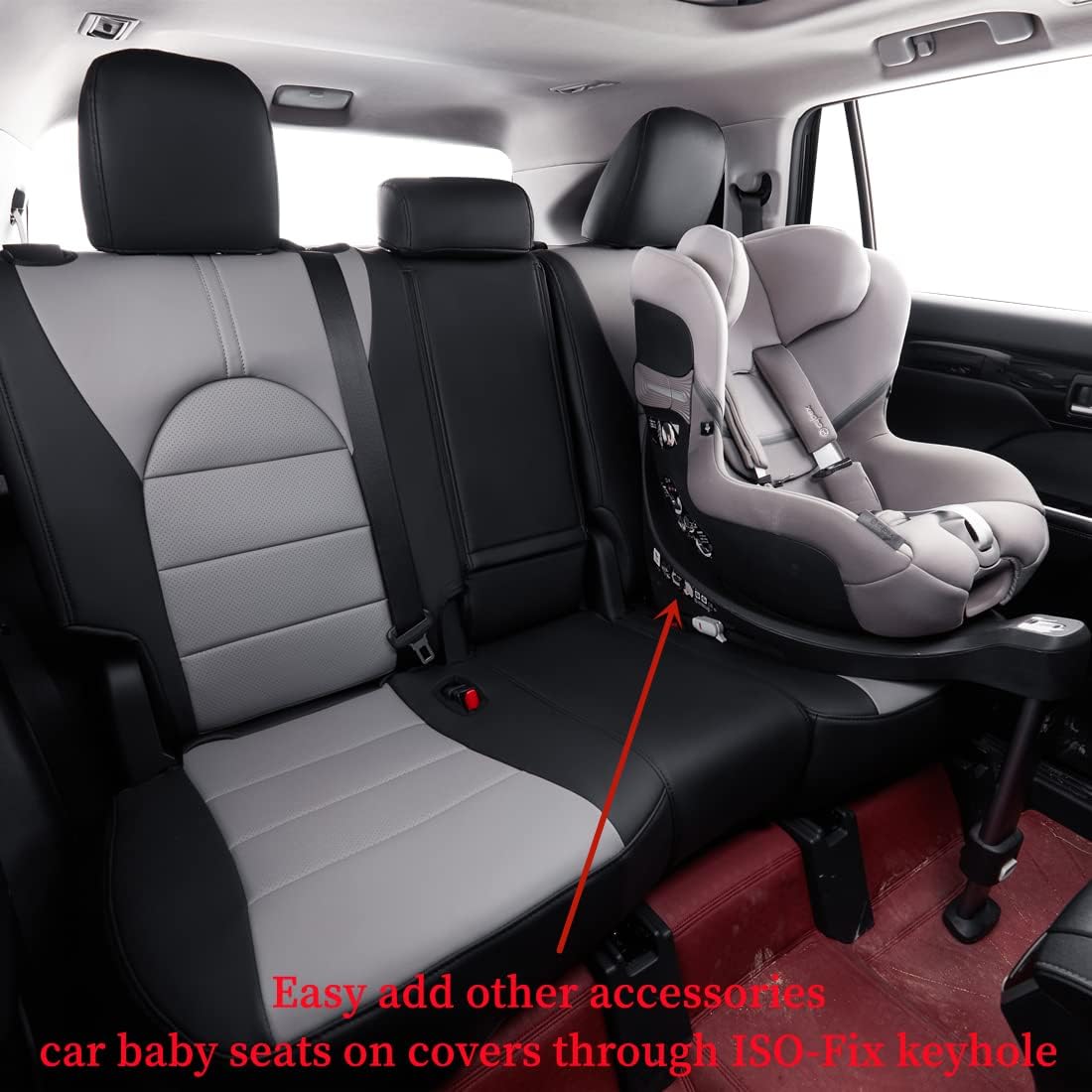 coverdream Custom Seat Covers Compatible with Select Toyota Camry Hybrid 2012 2013 2014 2015 2016 2017 Models - Leatherette (Black/Gray,Full Set)
