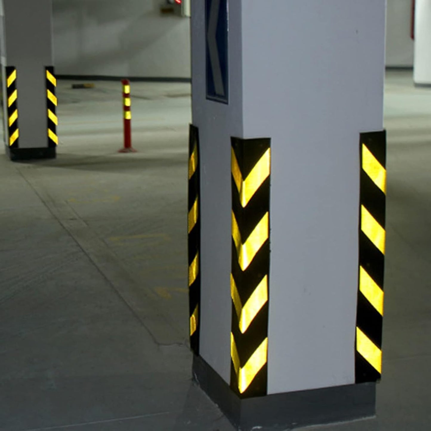 XPLKQXE Reflective Rubber Wall Corner Guard, Rubber Wall Protector Corner Protector, for Parking Protection Car Corner Guardrail Post (Color : Black+Yellow, Size : 12pcs)