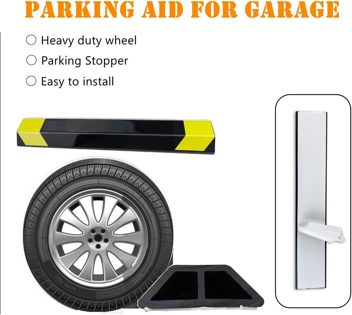 18" Heavy Duty Parking Aid for Garage, Car Parking Stopper for Garage 2 Pack, Parking Aids Protects Car, Parking Stopper Easy to Install (2 Pack 18" L x 1.25H)