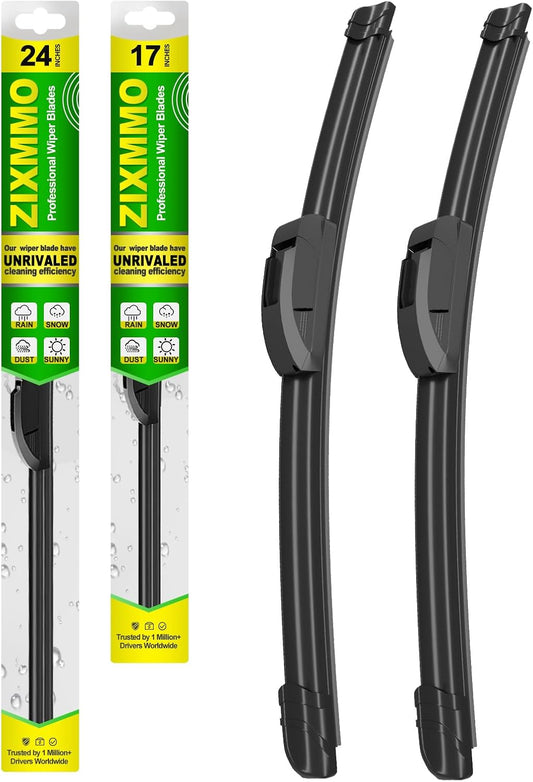 QUALITY 24in + 17in Premium All-Season Windshield Wiper Blades for Original Equipment Replacement(Set of 2)