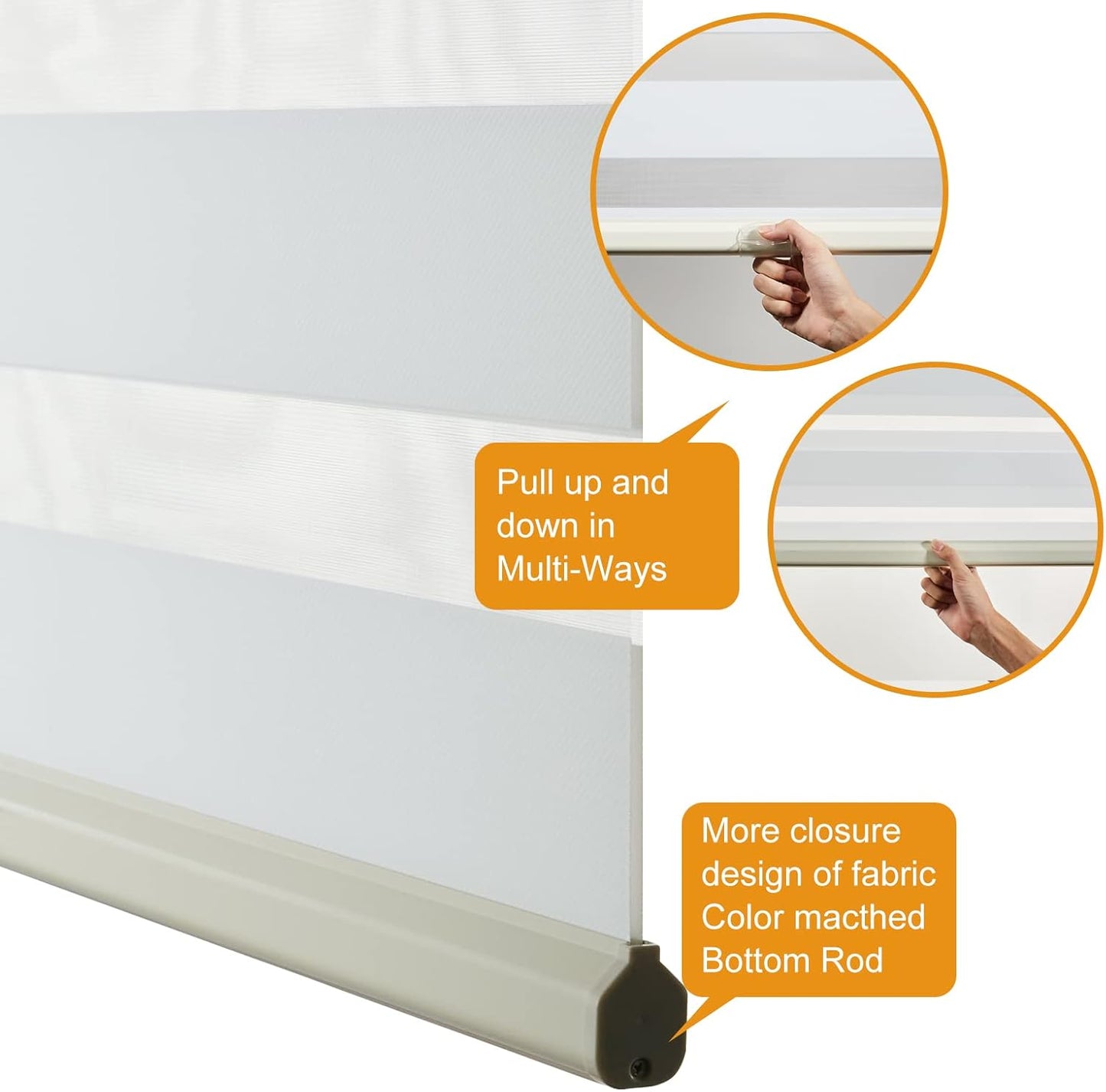 Persilux Cordless Zebra Roller Window Shades Free-Stop Roller Blinds (32" W X 72" H, Cream) Light Control for Day and Night, Light Filtering Sheer Roller Shades for Windows, Easy to Install
