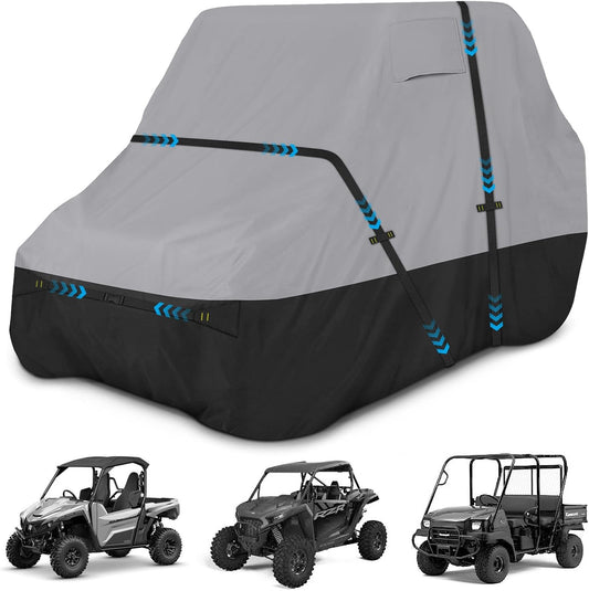 UTV Cover, Waterproof Side by Side Cover,2-3 Seaters Outdoor Storage Cover with Windproof Straps Compatible with Polaris, RZR, Honda, Can-Am, Yamaha 125" x58" x 71"