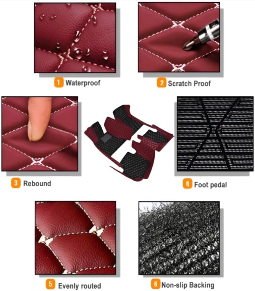 Add Personal Touch to Your Vehicle with IMEISH Customizable Logo Text Car Mats for 99% of vehiclesPads Protection Non-Slip Leather Floor Liners (Black Stitching)