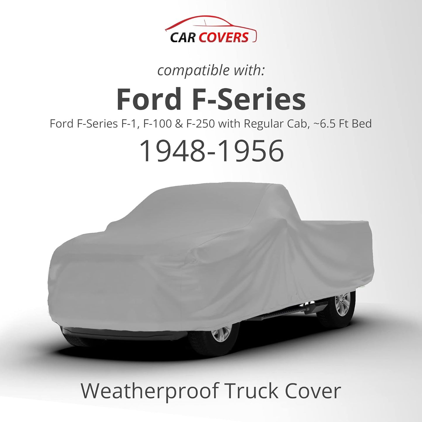 Car Covers Weatherproof Max Truck Cover & Warranty Compatible with Ford 1948-1956 F-1 Regular Cab ~6.5'– Outdoor Cover, Prevents Theft with Cable Lock