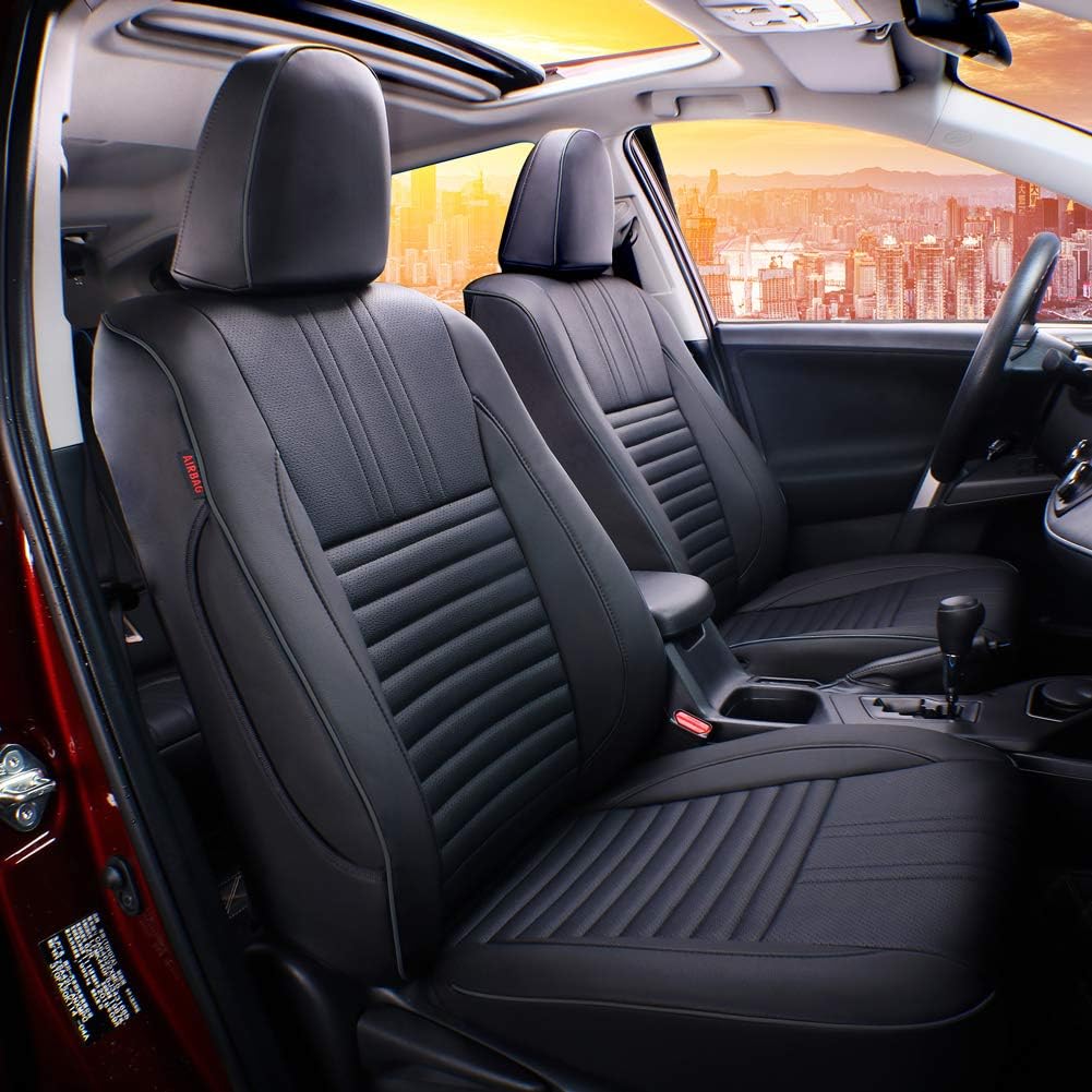 EKR Accord Seat Covers Full Set Custom for Honda Accord LX,LX-P,EX,EX-L,SE 2008-2012 & EX-L,LX-S 2011 2012,Automotive Truck Seat Covers for Car SUV,Waterproof Seat Protector-Leather(Black)