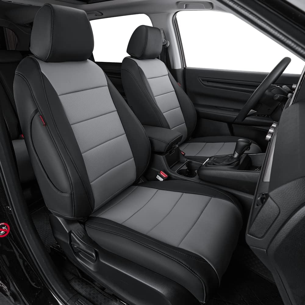 coverdream Custom Seat Covers Compatible with Select Honda CRV 2012 2013 2014 Models - Leatherette (Black/Gray,Full Set)