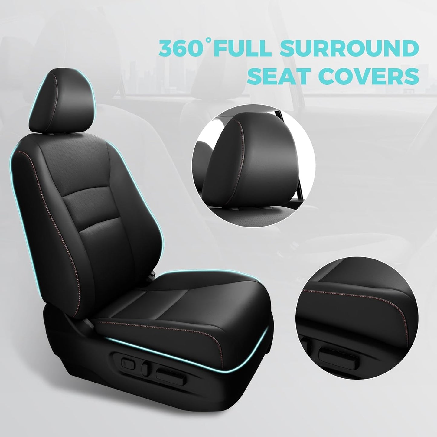 Custom Fit for Honda Pilot Seat Covers, Car Seat Protectors Full Set for Pilot LX EX 2016 2017 2018 2019 2020 2021 2022-8 Seats, Faux Leather, Black Red
