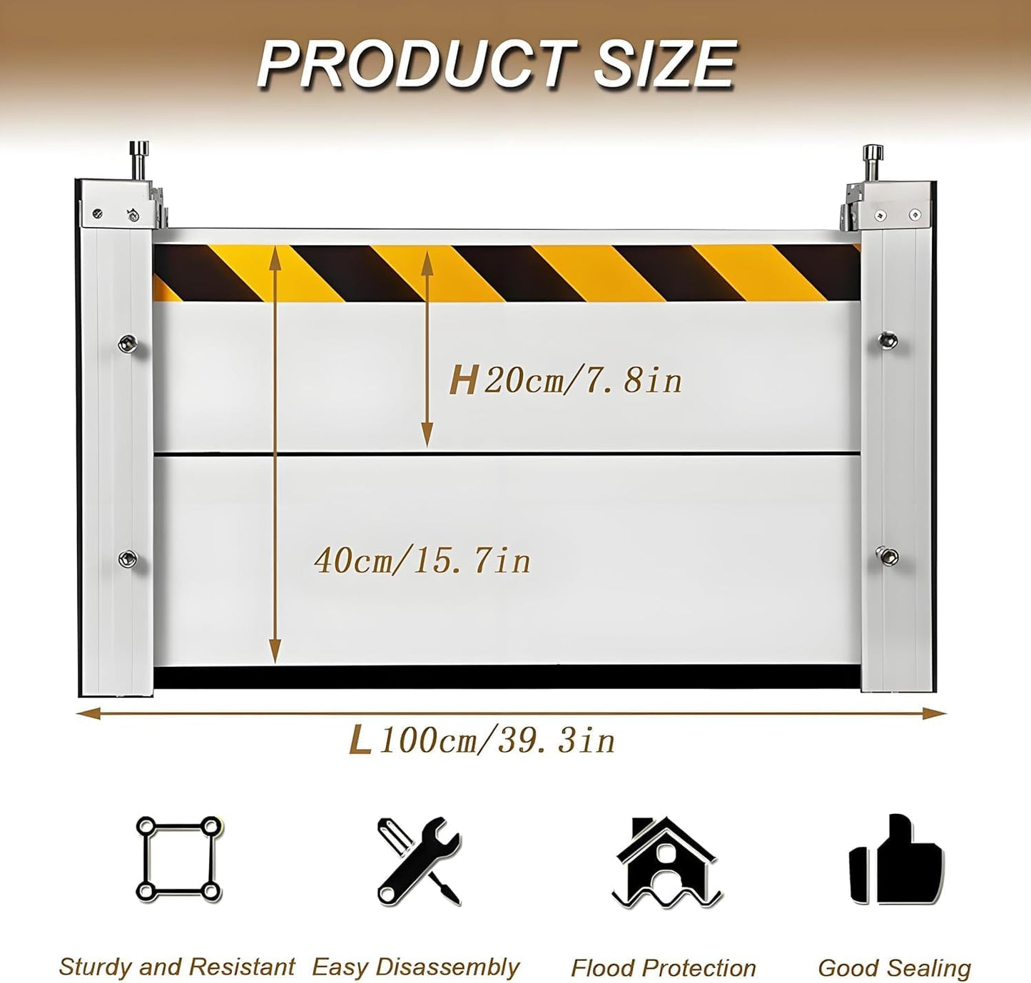 Flood Barriers for Home Exterior - Aluminum Alloy Outdoor Easy Flood Barrier Garage Doors Water Barriers for Flooding,H55 Inch/L17.5FT