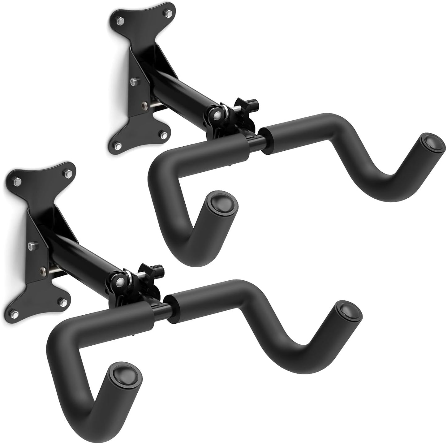 Bike Wall Mount - [2 Pack] EVA Foam Padded up to 48.5 lbs, Carbon Steel, Valve Mechanism, Heavy-Duty Adjustable Bike Wall Hanger for Road, Mountain and Hybrid Bikes, Garage & Apartment