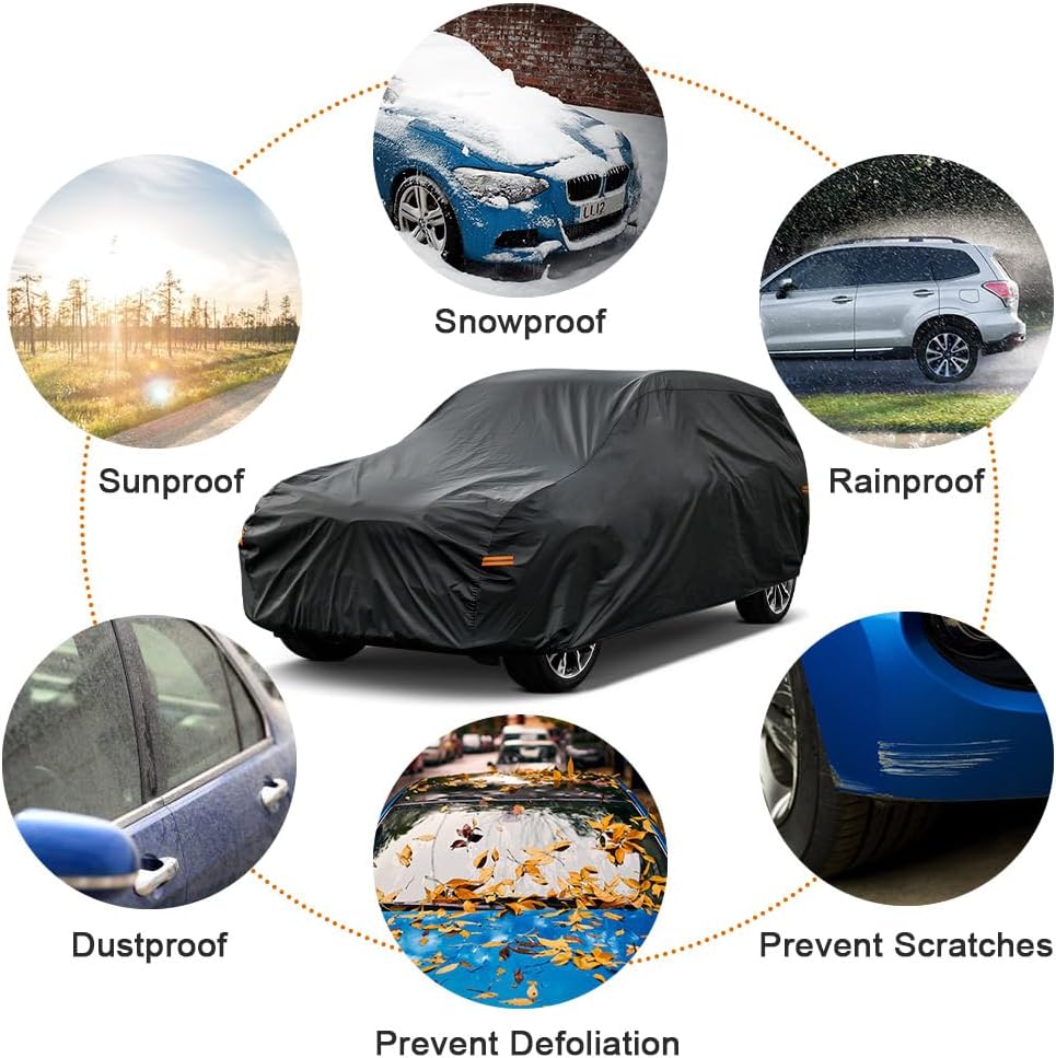 Kayme 7 Layers SUV Car Cover Custom Fit for GMC Yukon (1995-2025) Waterproof All Weather for Automobiles, Outdoor Full Cover Rain Sun UV Protection.