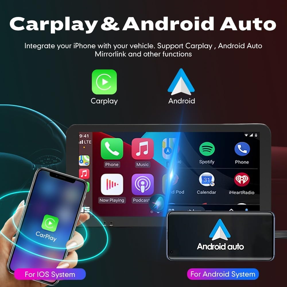 Kunfine Car CarPlay Android Auto Navigation Stereo GPS Radio Reverse Camera Display 10.33" QLED Touchscreen Headunit Tablet Pad Media Player For Peugeot 301 13-22 if Applicable Octa Core 4G+64G Silver