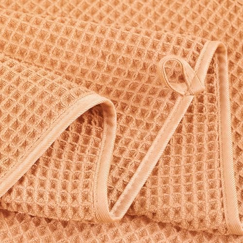 POLYTE 430 GSM Poly Blend Microfiber Quick Dry Waffle Bath Towel Set of 6 - Image 5