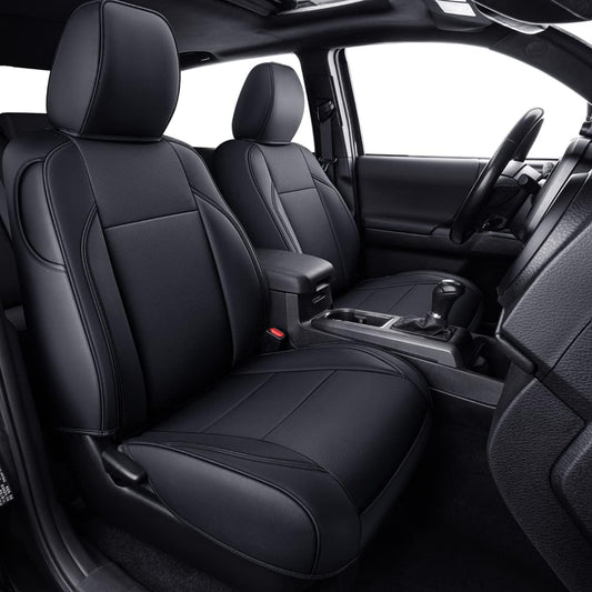 LUCKYMAN CLUB Tacoma Custom Fit Seat Covers for 2016-2023 Tacoma Crew Cab with Faux Leather (Black)