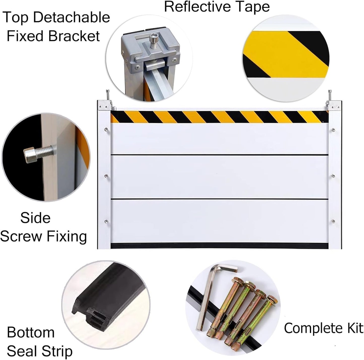 Reusable Heavy Duty Aluminum Flood Barriers for Home Exterior, Flood Protection Barriers Water Barrier Door Quick Detachable Garage Doors Detachable Mobile Rain Water Baffle ( H 15.7 inch L 18.5FT)