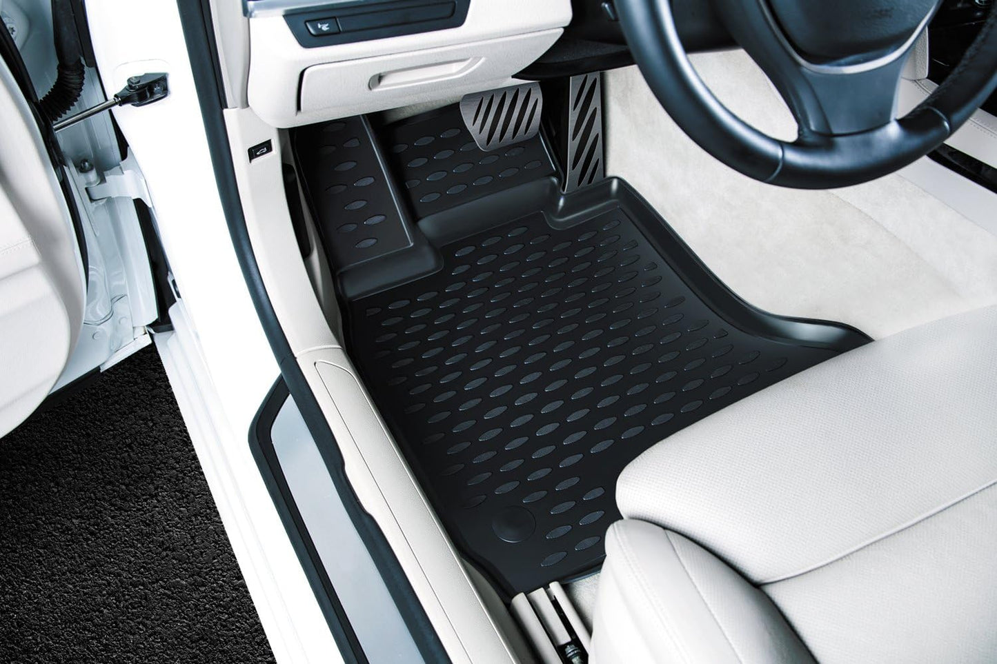 Fits 2018-2023 Hyundai Kona Floor Mats Front & 2nd Row Seat Liner and Cargo Liner Trunk Set - 3D Custom Fit All-Weather Full Liners (Black)