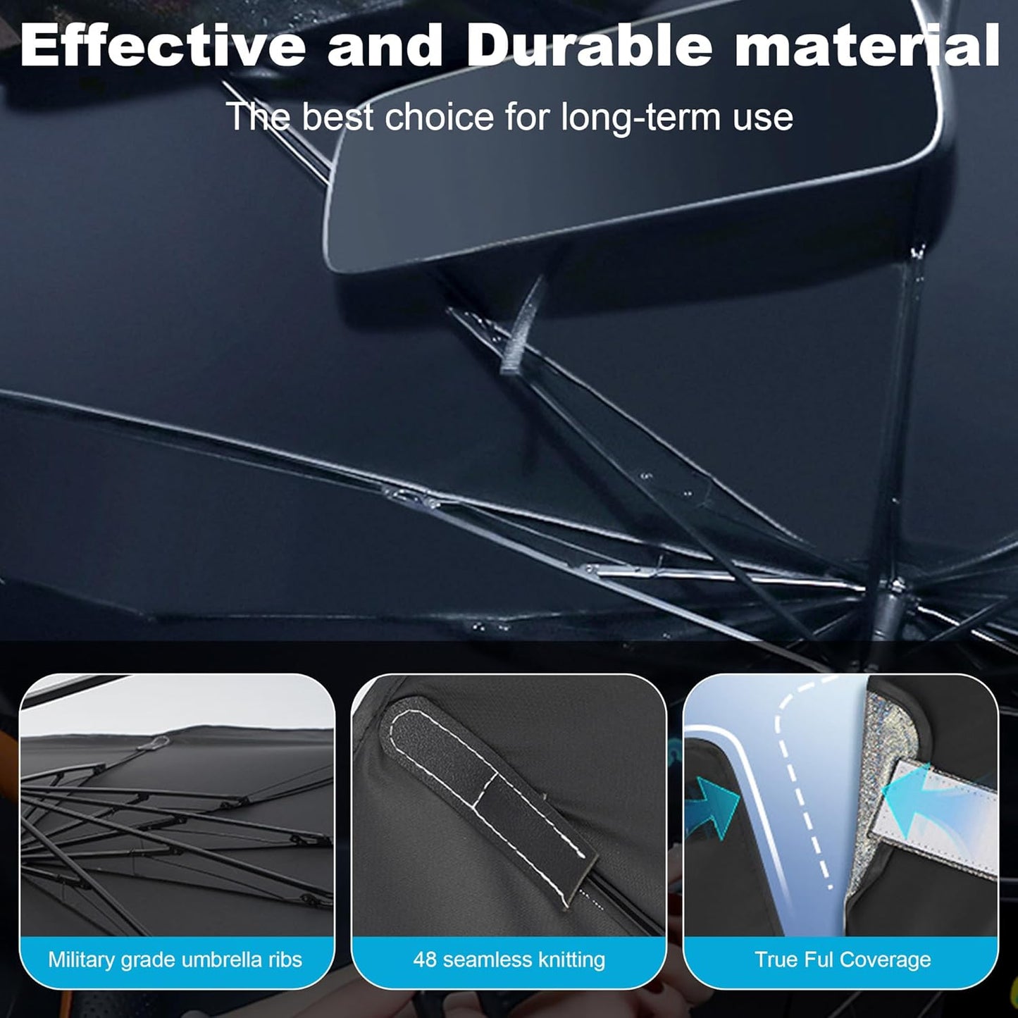 Windshield Sun Shade Umbrella, Portable Foldable, Spring Structure Wind Shield, Front Window Sunshade, Protect from Sun Rays Car Windshield, Universal for Any Car (57'' x 31.5'')