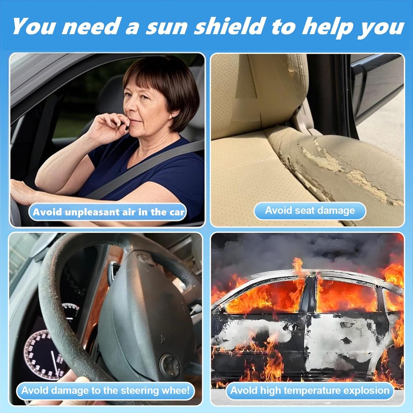 Windshield Sun Shade for for Cadillac XT6 2020-2025 4-Layer Front Window Shade Custom Sun Visor 240T Shade Blocks UV Keep Your Car Cooler