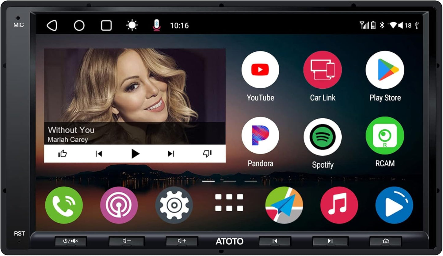 ATOTO A6PF Android Double-DIN Car Stereo, Wireless CarPlay, Wireless Android Auto, Mirrorlink, 7" Touchscreen in-Dash Navigation, GPS Tracker, WiFi/BT/USB Tethering, HD LRV, 2G+32G, A6G2A7PF