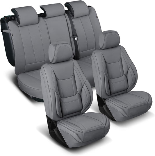 Coverland Custom Car Seat Covers Compatible with 2001-2014 Silverado 2500HD Extended Cab - Premium Leather Non-Slip Waterproof Custom Interior Protector Full Set-Dark Gray [See Size Chart-Size X140]