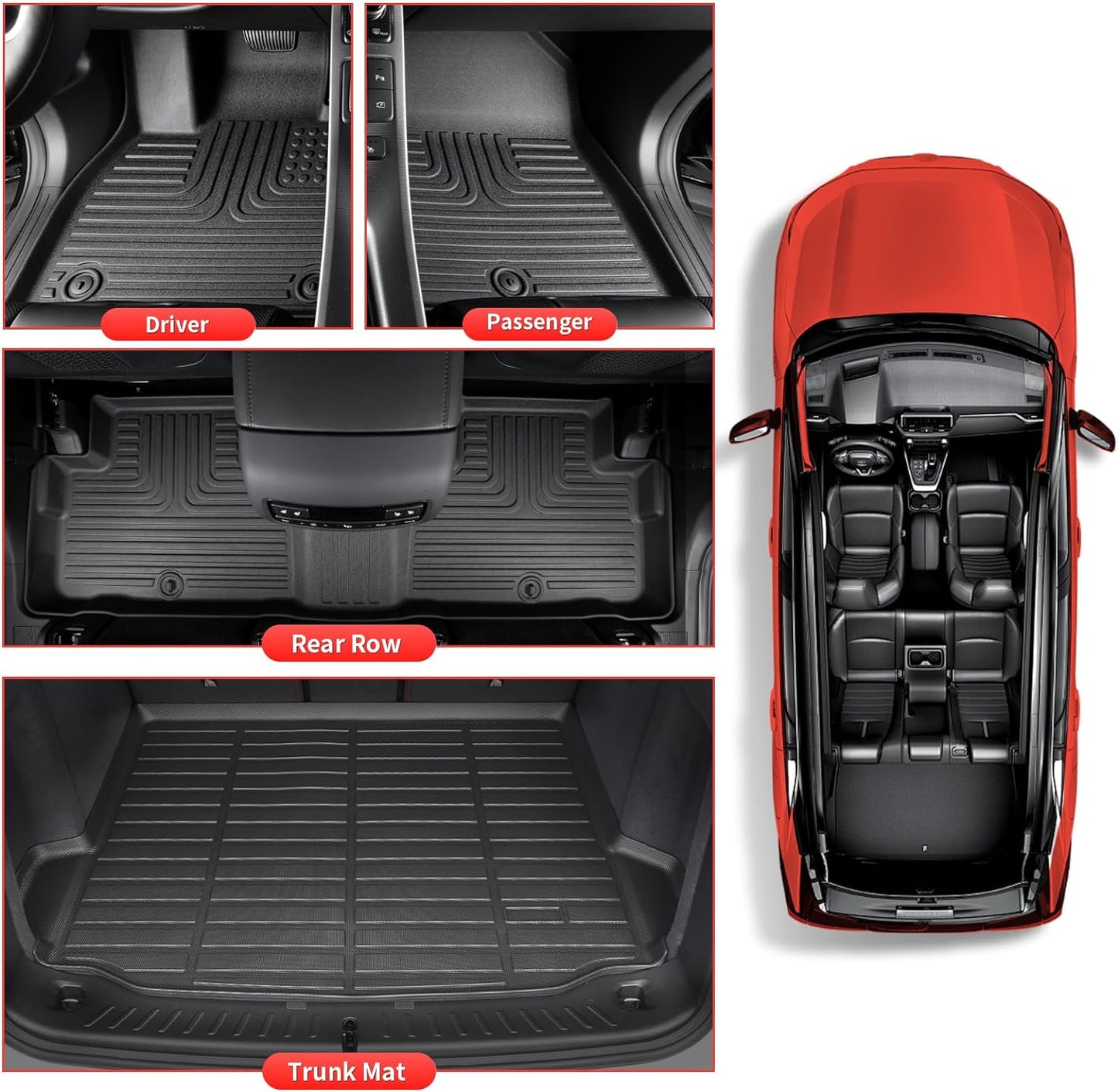 Wayhigh-All Weather Floor Mats and Cargo Mat Set Fit for Lexus RX 2016-2022 RX350 | RX450h (Not for RXL) TPE Car Mats Waterproof Heavy Duty Rubber Floor Liners for Lexus RX Accessories
