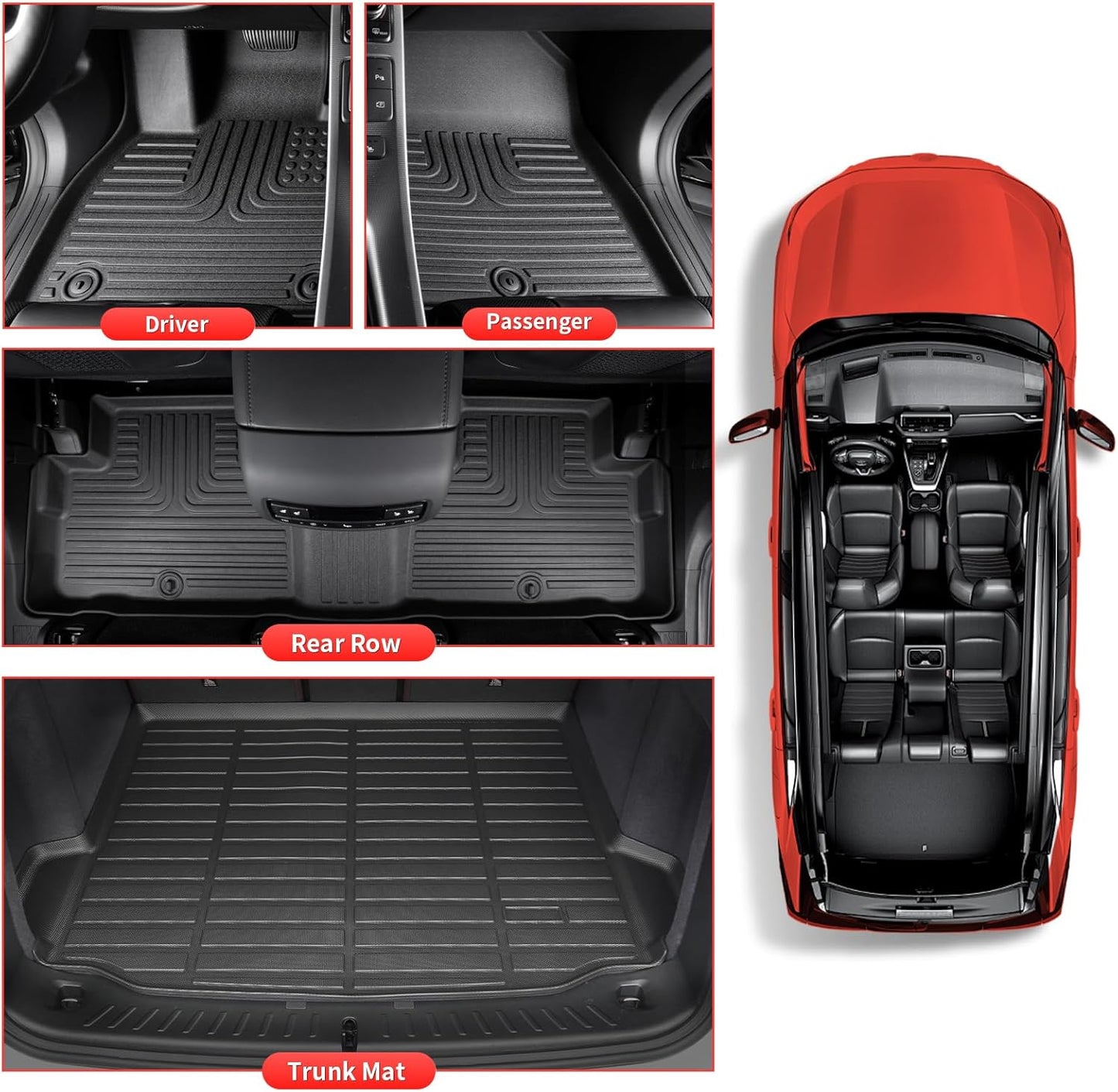Wayhigh-All Weather Floor Mats and Cargo Liner Set Fit for Kia Sportage 2025 2024 2023(Gas ONLY) TPE Car Mats Waterproof Anti-Slip Rubber Floor Liners for Kia Sportage Accessories