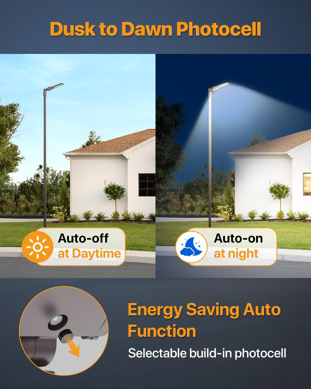 Parking Lot Light 200W 30,000LM Slip Fitter 200 Watt Led Street Pole Light with Dusk-to-Dawn Photocell 5000K 100-277V IP65 Waterproof 3PACK Commercial Area Lighting for Parking Lot, Roadways