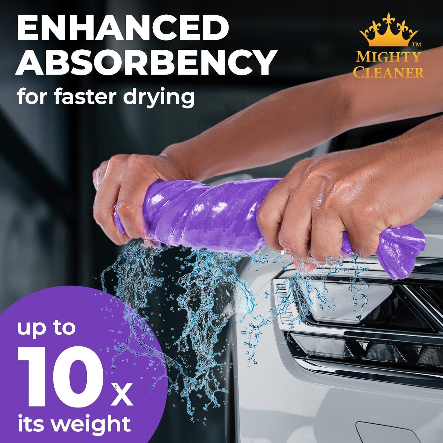 Premium 2pk +1 Free Shammy Cloth for Car Drying - 26"x17" - Super Absorbent Chamois Towel for Car - Scratch-Free, Reusable & Soft