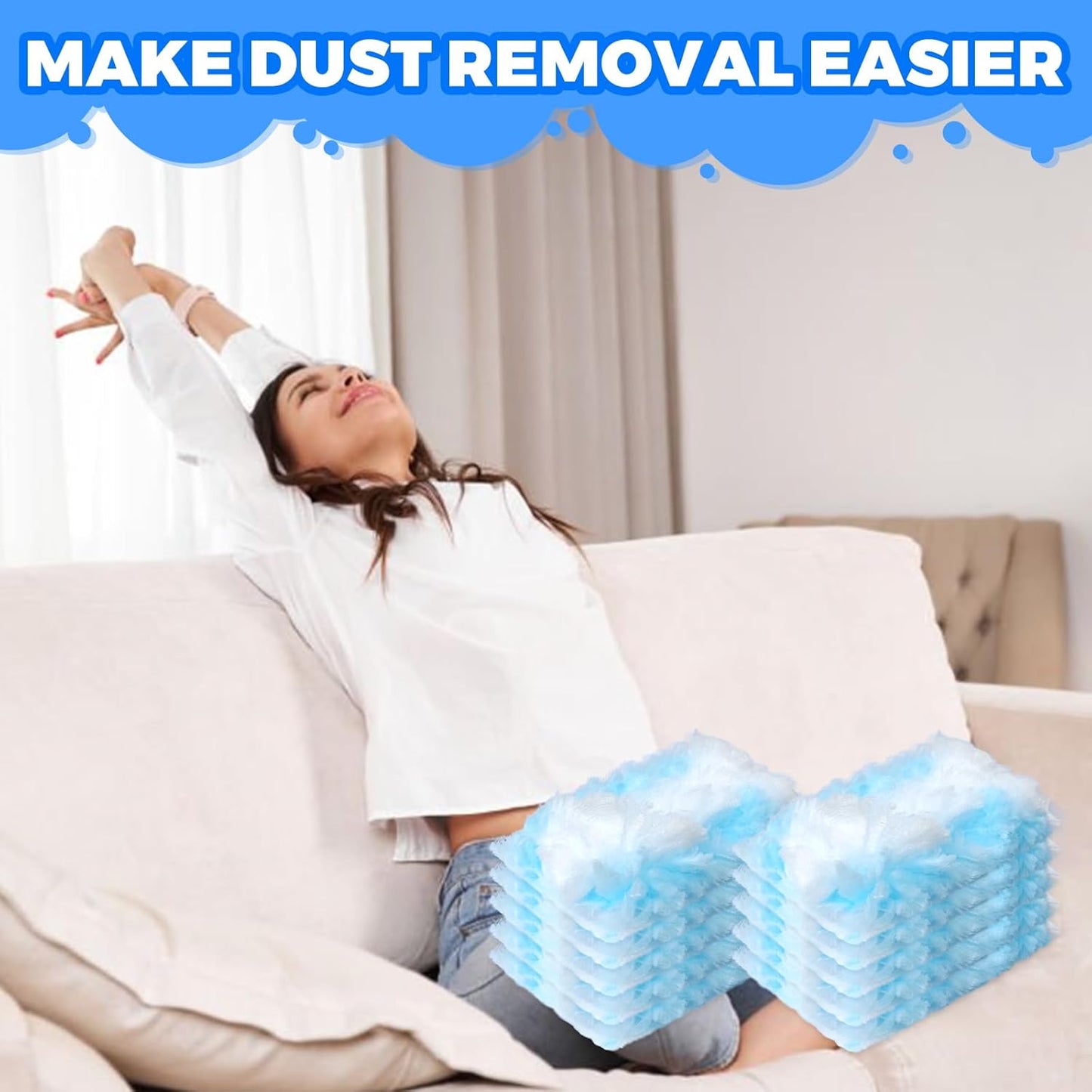 Duster Refills Compatible with Swiffer Heavy Duty Duster Refill,5 Handles+50 Count Dusters for Swiffer Duster Kit, Dusters for Cleaning/Car/Electronics/Furniture/Blinds/Ceiling Fan Cleaner