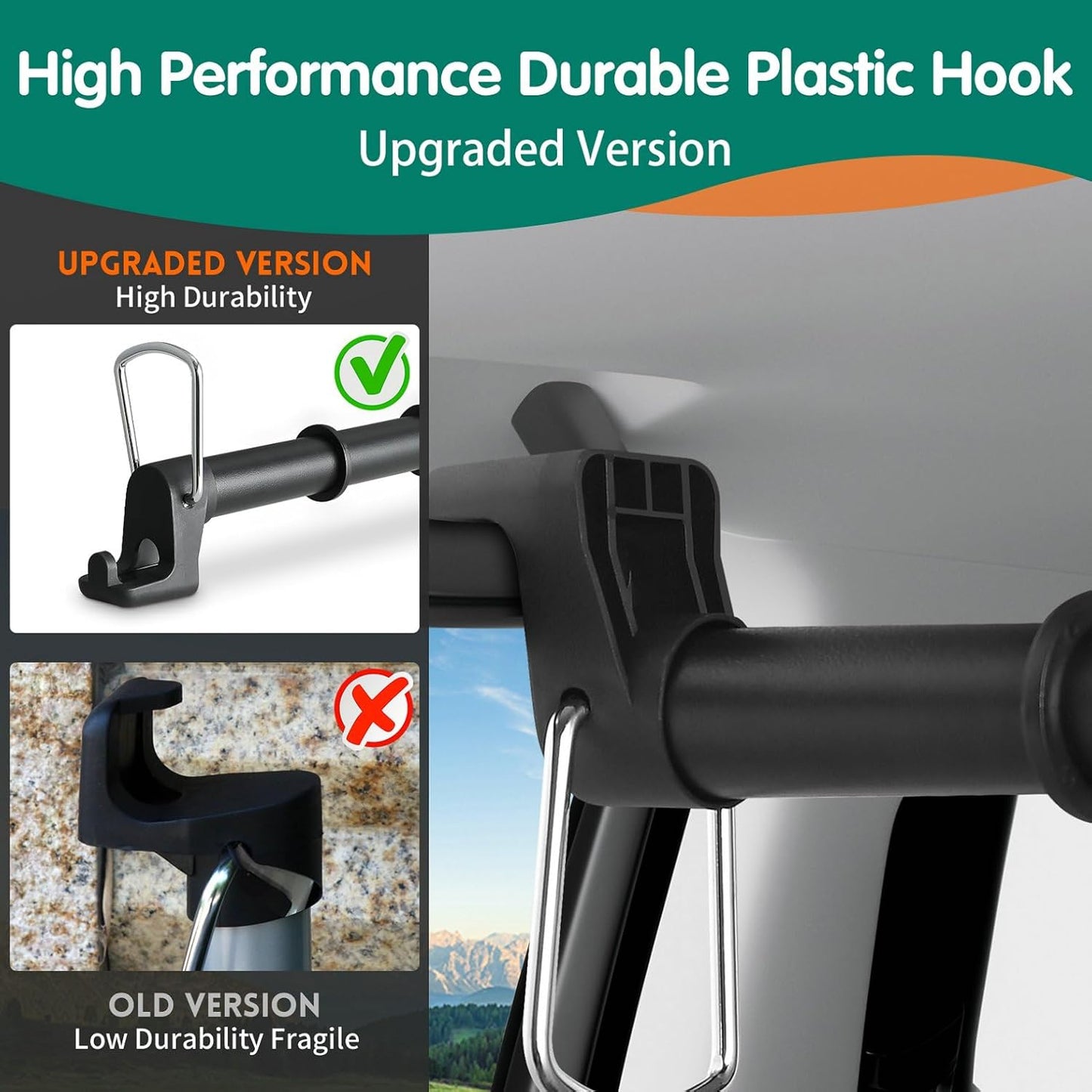 Car Clothes Hanger Bar, Heavy Duty Telescopic Clothes Rod for Cars 30–62 Inches, Wrinkle Free Clothes Rack for Sedans, SUVs, Trucks, and Most Other Vehicles, Suitable for Daily and Travel Use