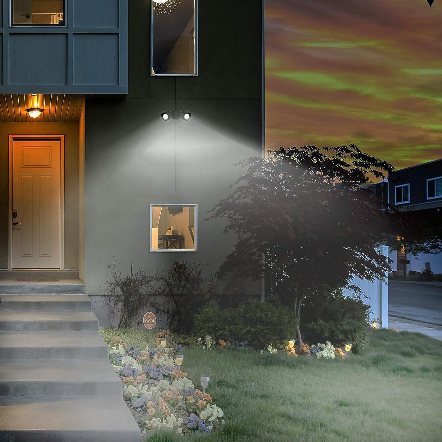 Ciata Flood Lights Outdoor, 20-Watt LED Bullet Head Security Flood Lights, Dual Head, RoHS and FCC Complaint, IP65 Rated, 1900 Lumens, 2KV Surge Protection, Die-Cast Aluminum in Black Finish – 3000K