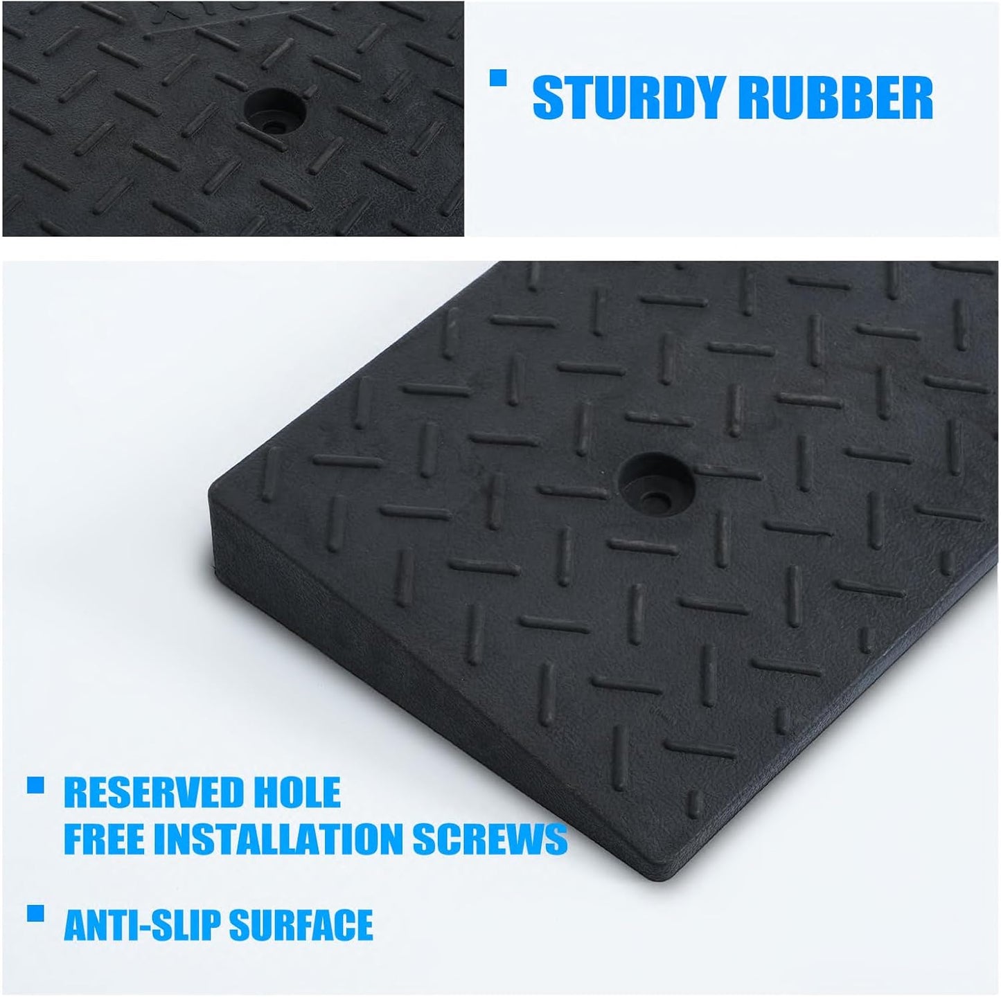 2 Pack 1.2'' Rise Rubber Curb Ramp Heavy Duty Loading Rubber Curb Ramps 3 Tons Driveway Ramp Car Slope Ramp for Loading Dock Bike Vehicle Warehouse Sidewalk Wheelchair (1.2" H)