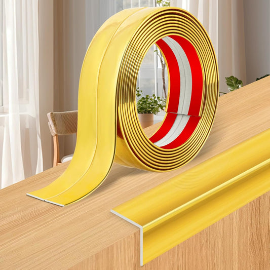 Wall Corner Protector Moulding Trim Peel and Stick Wall Corner Guards Trim Flexible Self Adhesive Edge Protector Moulding, 0.8 in x 20 Ft, Gold