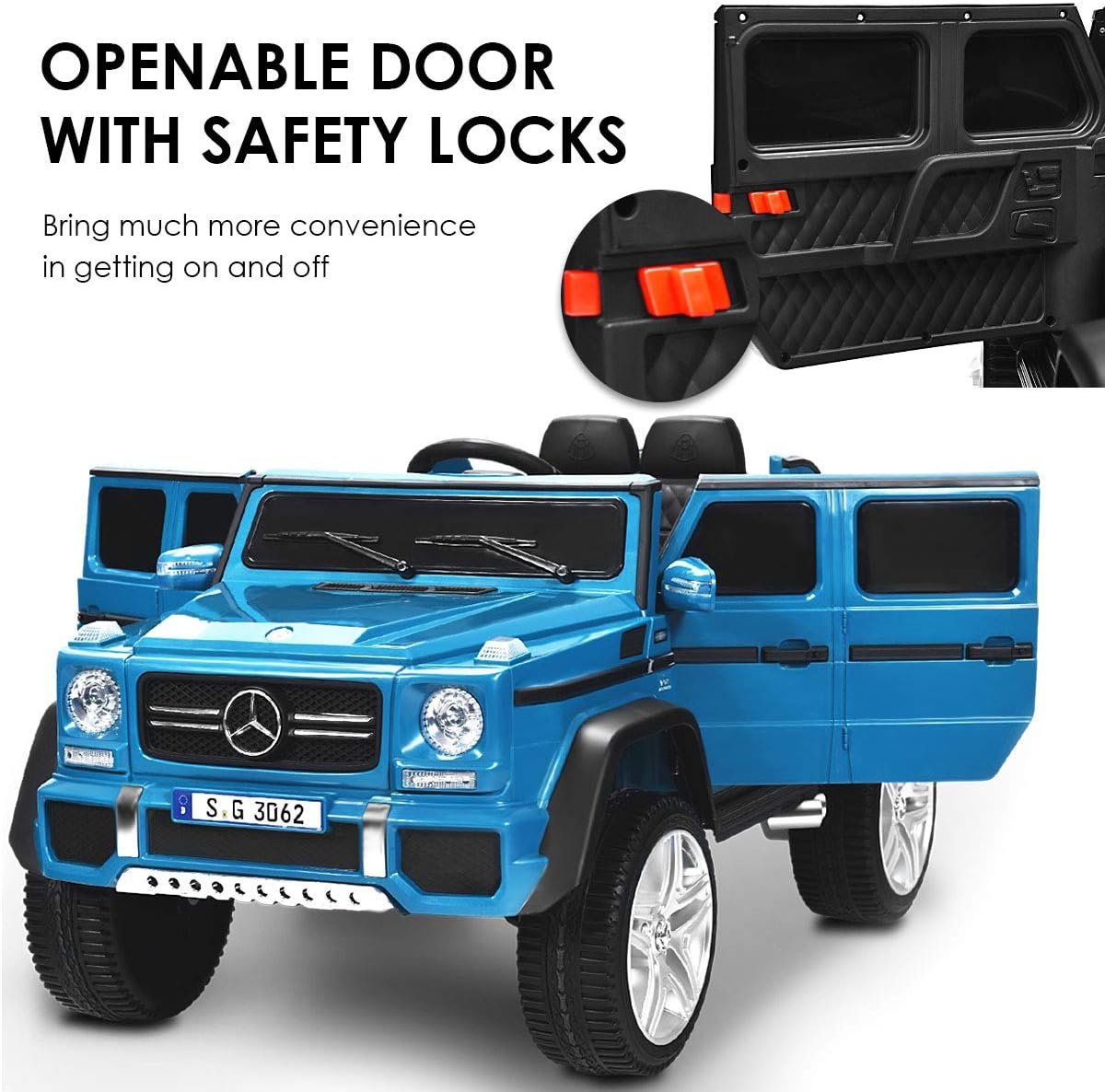 Costzon Ride on Car, Licensed Mercedes-Benz Maybach, 12V Battery Powered Vehicle Toy w/ 2 Motors, Remote Control, 3 Speeds, Lights, Horn, Music, Aux, Storage, Truck, Electric Car for Kids (Navy)