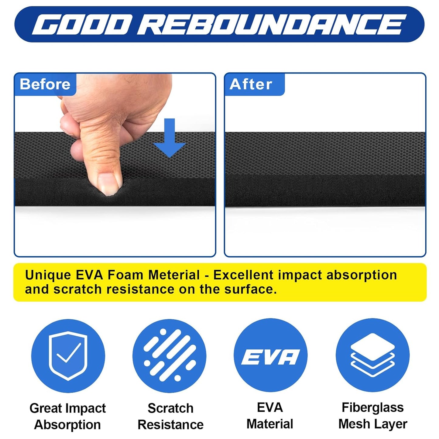 Spurtar Garage Wall Protector, 2 Pack Garage Car Door Protector and Mesh Fabric Thick Adhesive Padding, Resilient EVA Foam Car Door Bumper Guards for Parking Aid, 15.7" x 5.9“x 3/4"