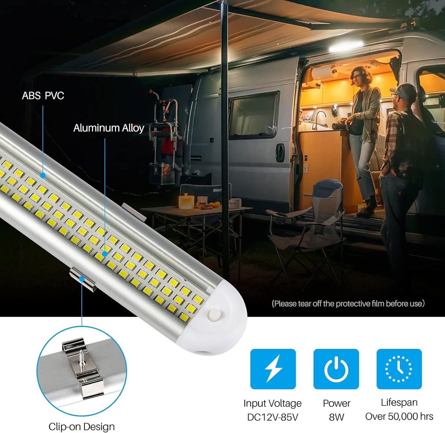12v LED Interior Light Bar，CT CAPETRONIX 120LEDs 1500LM 8W DC 12 Volt led Strip Lights with ON/Off Switch，for Enclosed Cargo Trailer, Car RV Van Truck Lorry Camper Boat Caravan Motorhome (10Pack)